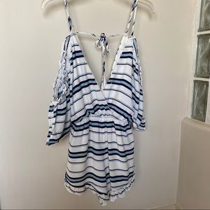 Off the Shoulder Striped Romper